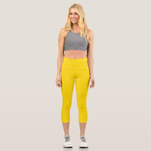 Plain  Sunflower Yellow Capri Leggings