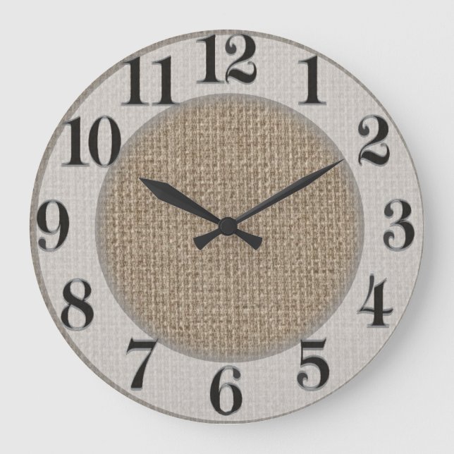 Plain tan burlap background template large clock (Front)