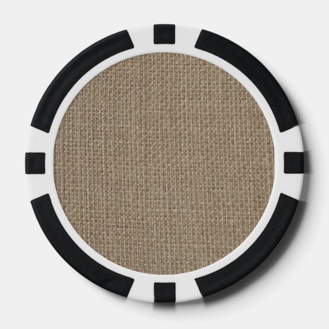 Plain tan burlap background template poker chips (Front)