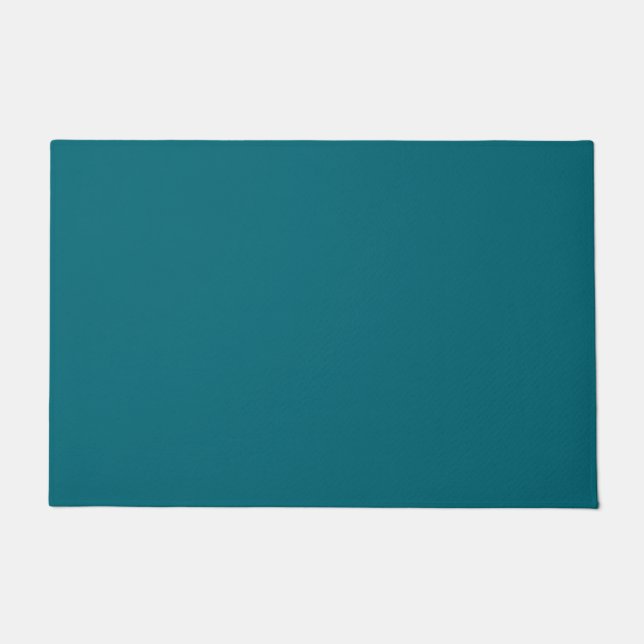 Plain teal dark Caribbean blue water Doormat (Front)