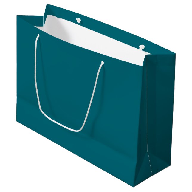 Plain teal dark Caribbean blue water Large Gift Bag (Front Angled)