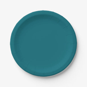 Plain teal dark Caribbean blue water Paper Plate