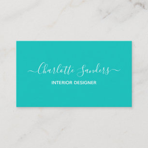 Plain teal solid colour  business card