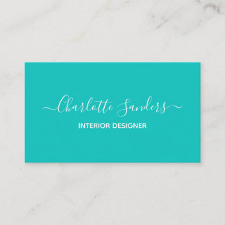 Plain teal solid colour  business card