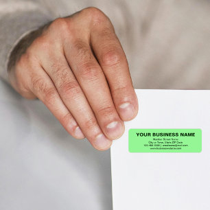 Plain Text Brand on Light Green Return Address