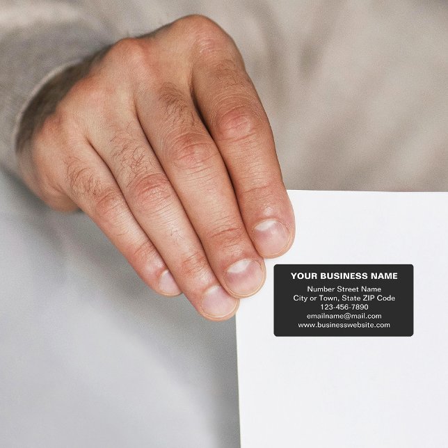 Plain Text Business Brand on Black Address Label (Black address label with your business brand in plain text)