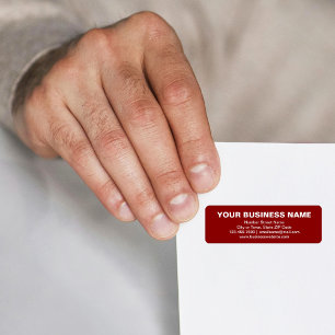 Plain Text Business Brand on Red Return Address