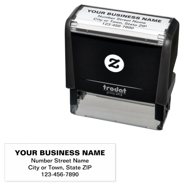 Plain Text Business Name, Address and Phone Number Self-inking Stamp (In Situ)