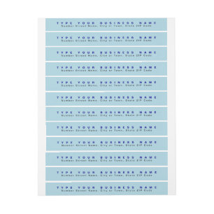 Plain Text Light Blue Business Return Address Slim Wrap Around Label