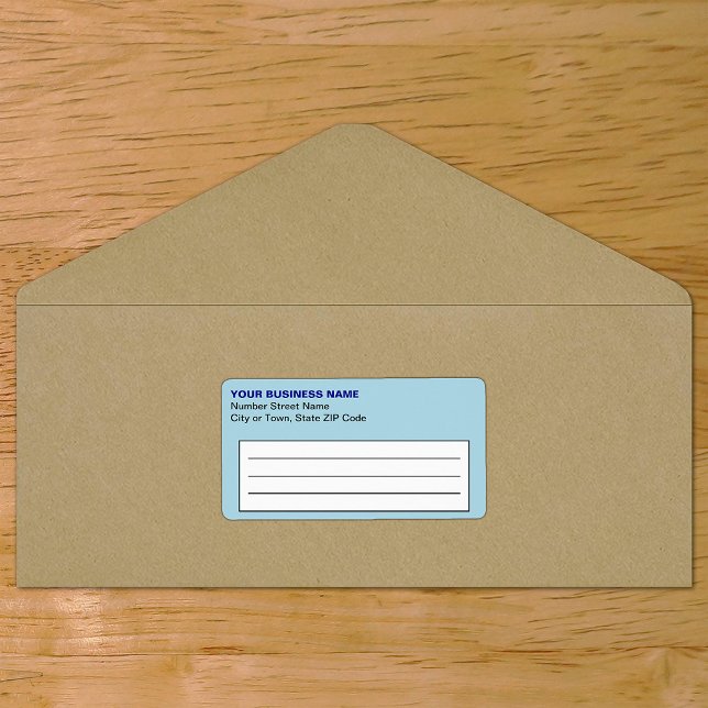 Plain Text Light Blue Business Shipping Label (Plain text light blue business shipping label on envelope)