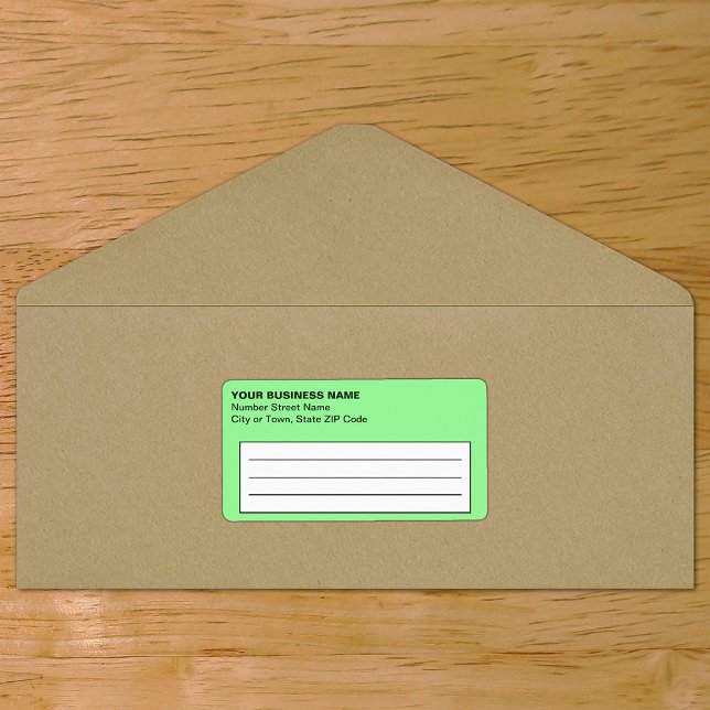 Plain Text Light Green Business Shipping Label (Plain text light green business shipping label on envelope)