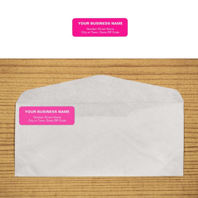 Plain Text Pink Business Return Address Label (Plain text pink business return address label on envelope)