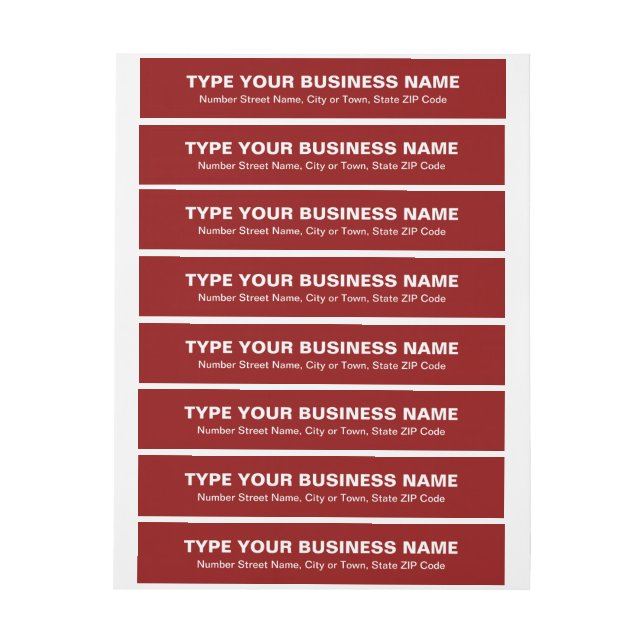 Plain Text Red Business Wrap Around Address Label (Sheet)