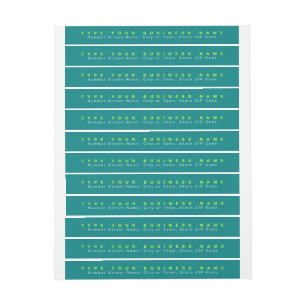 Plain Text Teal Green Business Return Address Slim Wrap Around Label