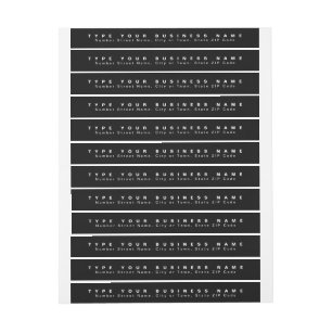 Plain Texts Black Business Return Address Slim Wrap Around Label