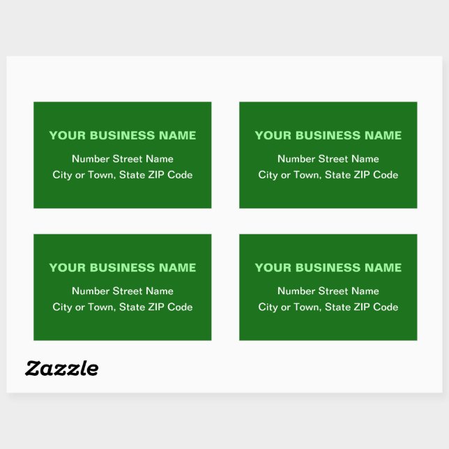 Plain Texts Business Address on Green Rectangular Sticker (Sheet)