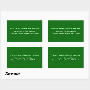 Plain Texts Business Address on Green Rectangular Sticker