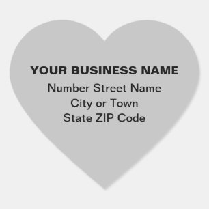 Plain Texts Business Address on Grey Heart Sticker