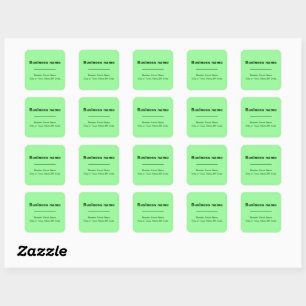 Plain Texts Business Address on Light Green Square Sticker