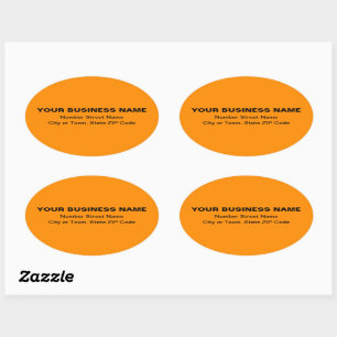 Plain Texts Business Address on Orange Colour Oval Sticker