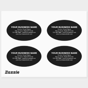 Plain Texts Business Brand on Black Oval Sticker