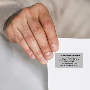 Plain Texts Business Brand on Grey Address Label