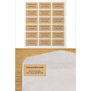 Plain Texts Business Brand on Light Brown Address Label