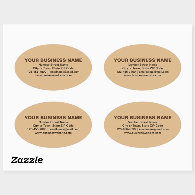 Plain Texts Business Brand on Light Brown Oval Sticker (Sheet)