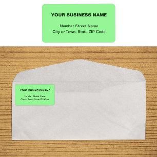 Plain Texts Business Brand on Light Green Address Label
