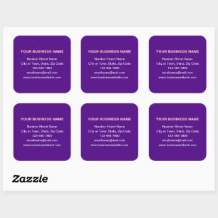 Plain Texts Business Brand on Purple Square Sticker