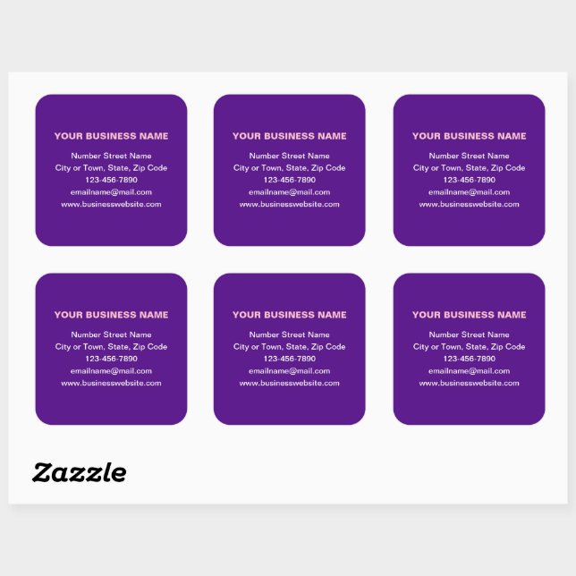 Plain Texts Business Brand on Purple Square Sticker (Sheet)