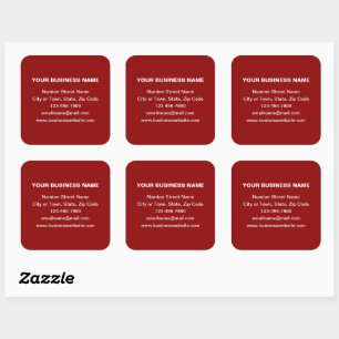 Plain Texts Business Brand on Red Square Sticker