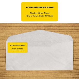 Plain Texts Business Brand on Yellow Address Label