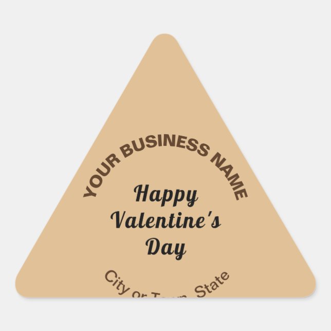 Plain Texts Business Valentine Small Light Brown Triangle Sticker (Front)