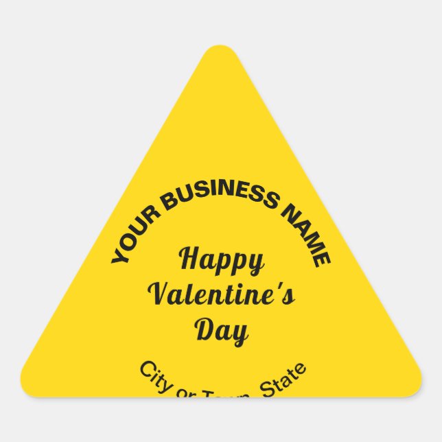 Plain Texts Business Valentine Small Yellow Triangle Sticker (Front)