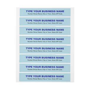 Plain Texts Light Blue Business Return Address Wrap Around Label