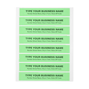 Plain Texts Light Green Business Return Address Wrap Around Label