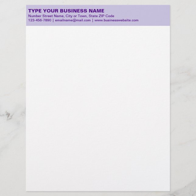 Plain Texts on Monochrome Purple Heading of Custom Letterhead (Front)