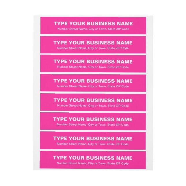 Plain Texts Pink Business Return Address Wrap Around Label (Sheet)