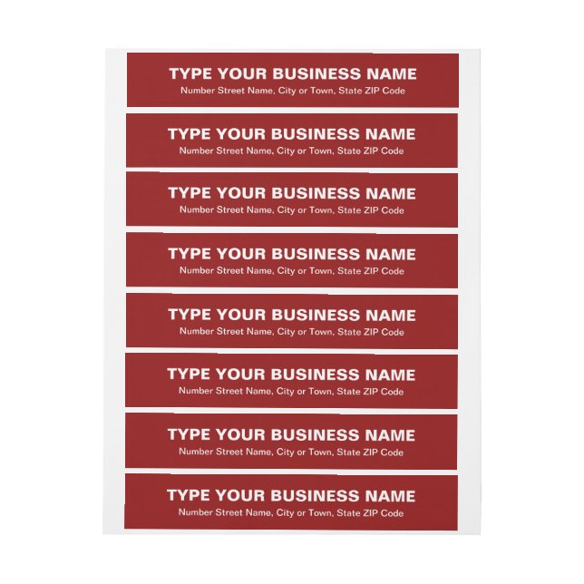 Plain Texts Red Business Return Address Wrap Around Label (Sheet)