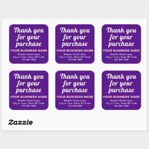 Plain Texts Thank You For Your Purchase on Purple Square Sticker