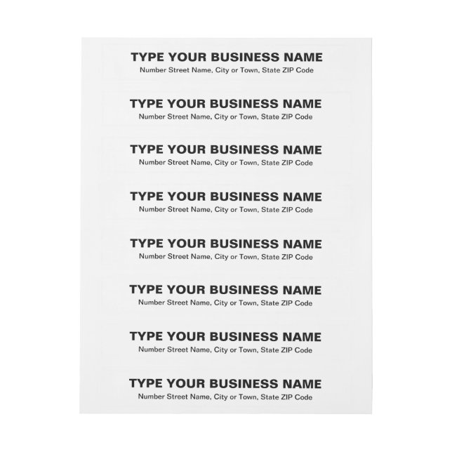 Plain Texts White Business Return Address Wrap Around Label (Sheet)