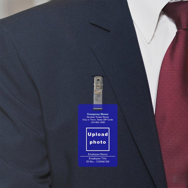 Plain Texts With Employee Photo Blue Badge ID Badge (Blue company badge)