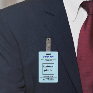 Plain Texts With Employee Photo Light Blue Badge ID Badge