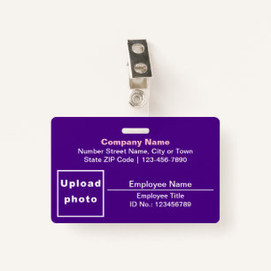 Plain Texts With Employee Photo Rectangle Purple ID Badge