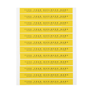 Plain Texts Yellow Business Return Address Slim Wrap Around Label
