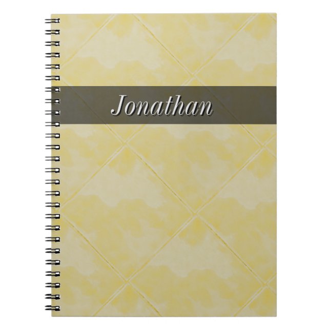 Plain Tile Ceramic Surface Yellow any Text Notebook (Front)