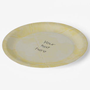 Plain Tile Ceramic Surface Yellow any Text Paper Plate