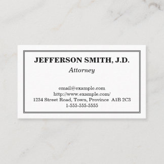 Plain & Traditional Attorney Business Card