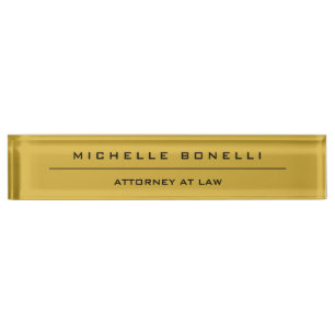 Plain Unique Special Gold Colour Background Lawyer Nameplate
